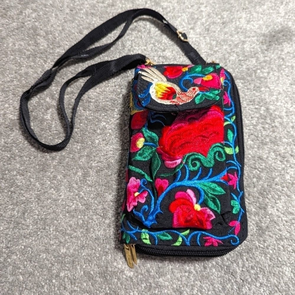 Embroidered belt bag wallet purse